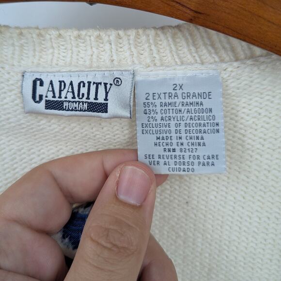 Vintage Capacity Woman 2X Knit Sweater Vest Fall Bears Leaf Scene Cottagecore - Picture 4 of 4